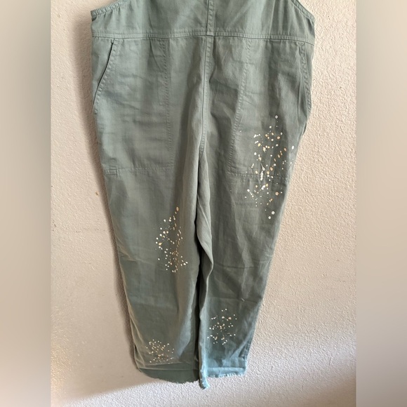 Aerie Women's Werk Play Twill Pain Splatter Green Overalls XS - Picture 6 of 16